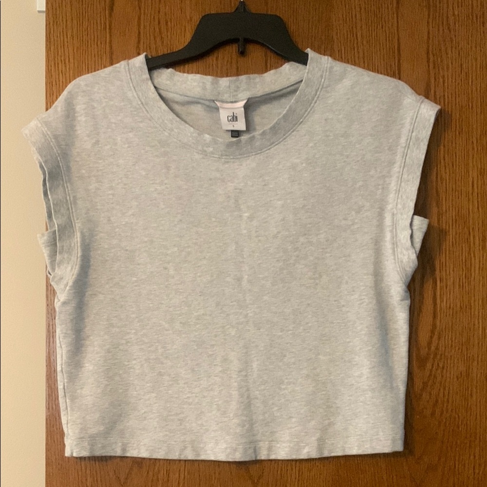 CAbi Gray Tank Top Relaxed Fit Cropped